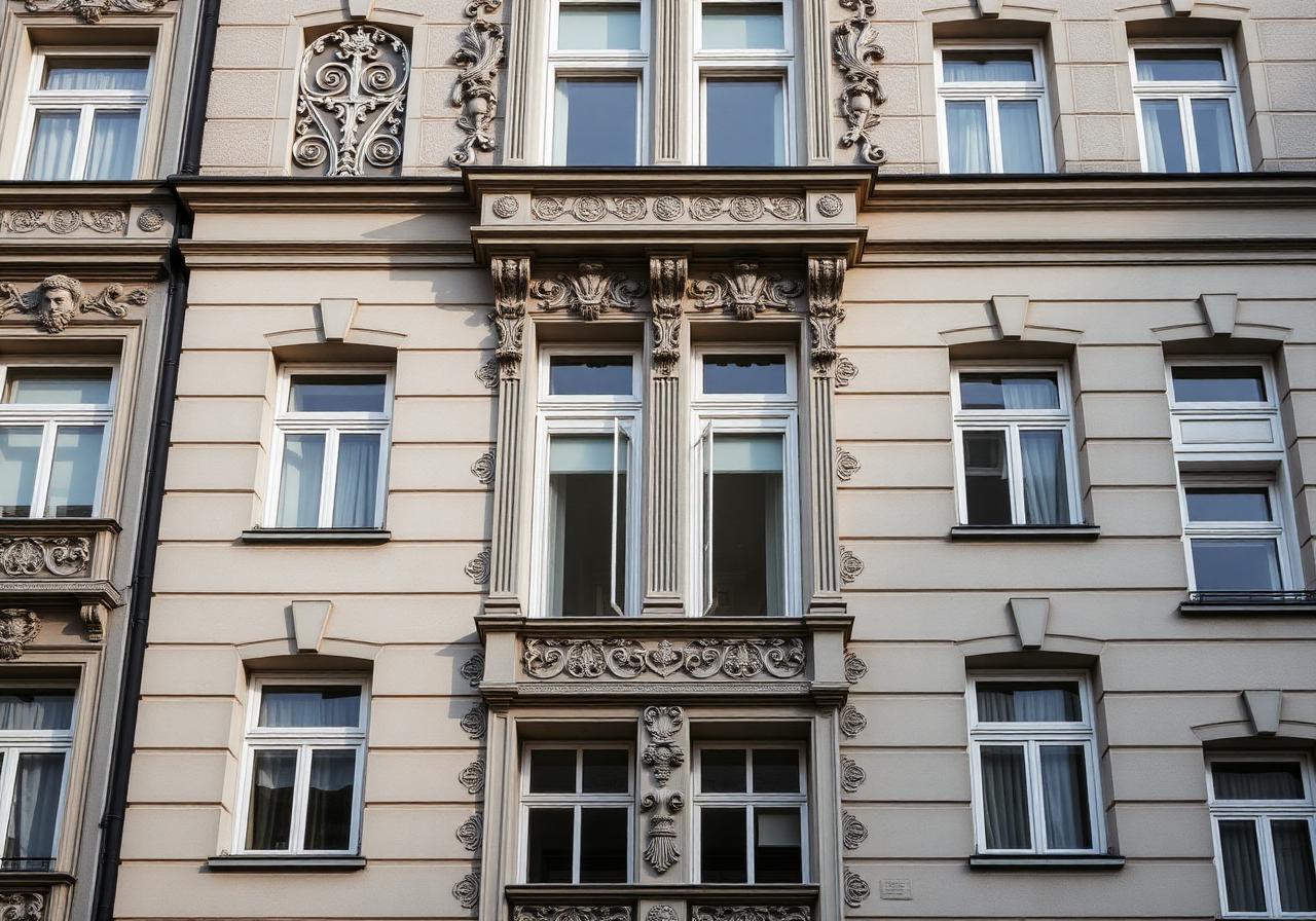 Stuckverzierte Altbaufassade in Frankfurt
