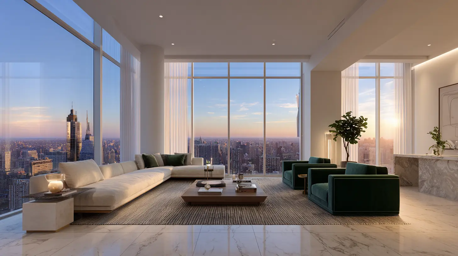 Luxuriöses Penthouse Interior mit Panoramablick