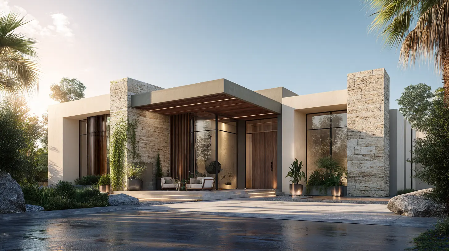 Moderne Luxusvilla mit Naturstein-Fassade